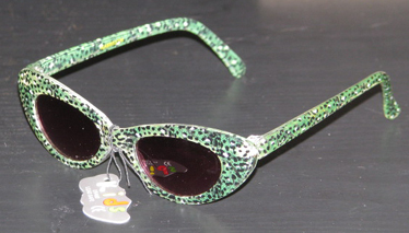 Green and black children's sunglasses.